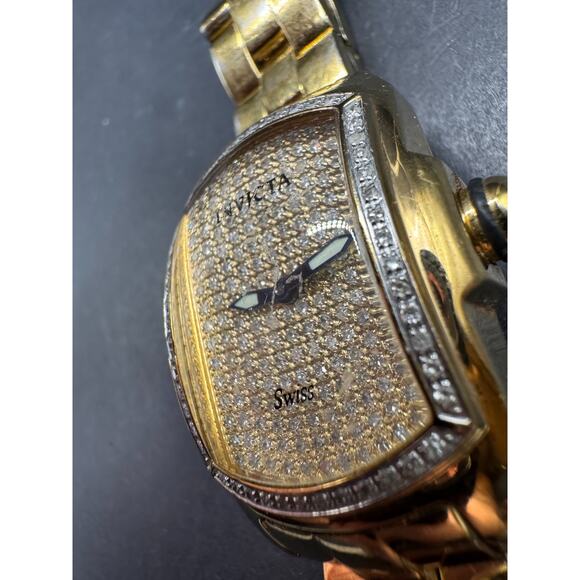 Invicta Lupah Swiss Diamond Stainless Steel Gold Tone Ladies Watch 2823 28.7mm - Picture 4 of 13